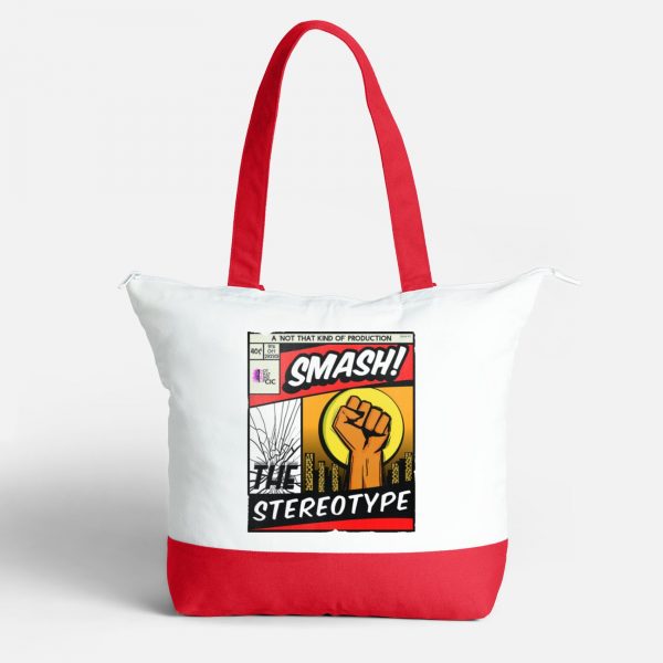 Smash the Stereotype Large Zipped Cotton Shoulder Bag – Red